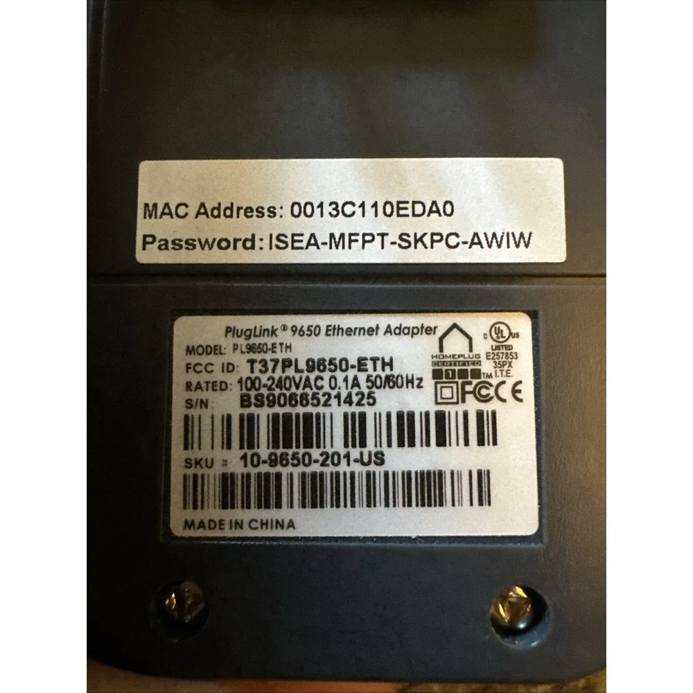 PlugLink by Asoka 9650 Ethernet Adapter Model: PL9650-ETH with Ethernet Cable M2